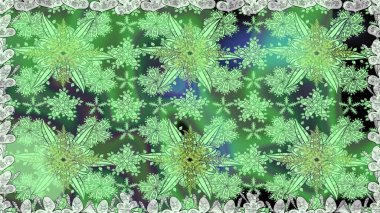 Raster illüstrasyonu. Yumuşak, yeşil renkli yaz çiçekleri. Raster çiçek desenli ve çiçekli..