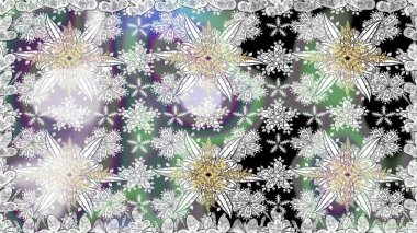 Kusursuz Chichi kumaş deseni. Düz Çiçek Elementleri Tasarımı. Renkli Bahar Temalı Kusursuz Arkaplan. Çiçek deseni. Raster illüstrasyonu.