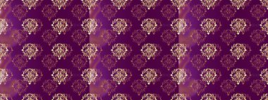 Mor, bej ve kahverengi yerine altın rengi, klasik barok çiçeksiz desenler. Süslü raster dekorasyonu. Lüks, kraliyet ve Viktorya dönemi konsepti. Mor, bej ve kahverengi renklerde altın element.