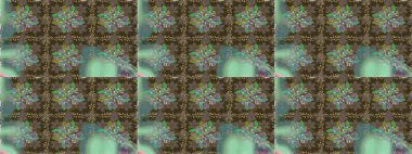 Kusursuz çiçek deseni. Kahverengi renkli çiçekler. Raster illüstrasyonu. Raster illüstrasyonu. Asya tekstil tarzında.