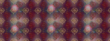 Çiçeklerle kusursuz desen. Suluboya çizimi. El çizimi. Çiçekler kahverengi, mor ve gri renklerde.