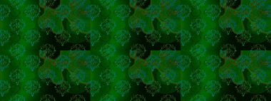 Millefleur 'lar. Küçük yeşil, mavi ve siyah çiçekli oldukça eski bir besin torbası deseni. Tekstil, kumaş, kapak, duvar kâğıdı, baskı, yapıştırma defteri, dekupaj için çiçeksiz arkaplan.