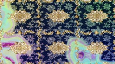 Noel, kar tanesi, yeni yıl 2019. Mavi renklerde altın elementli eskiz kalıbı.