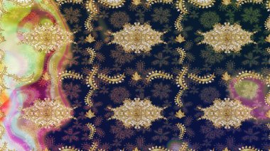 Doğulu stil, altın elementli mavi renkli altın desenli arabesk yapar. Raster altın desen. Kıvrımlı çizimler.