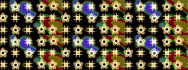 Moda baskısı, albüm, ambalaj kağıdı ve duvar kağıdı için zarif dekoratif süslemeler. Küçük çiçekli basit bir çiçek çizimi. Siyah renkte sevimli çiçekler. Raster illüstrasyonu.