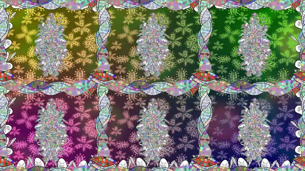 Kıvırcık çiçekler renkte şekillenir. Raster illüstrasyonu. Klasik çiçek tasarım elementleri.