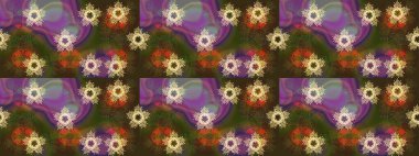 Moda baskıları için zarif bir şablon. Motley illüstrasyonu. Küçük renkli çiçekler. Kahverengi çiçekli bahar çiçekleri. Küçük çiçekte şirin desenler.