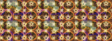 Raster illüstrasyonu. Kahverengi renklere karalamalar çizilmiş çiçek deseni.