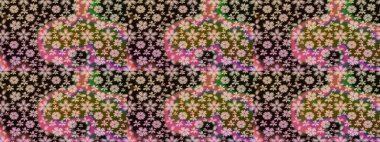 Çiçekli bahar çiçekleri. Motley illüstrasyonu. Küçük çiçekte güzel bir desen. Küçük renkli çiçekler. Robot resim. Moda baskıları için zarif bir şablon.