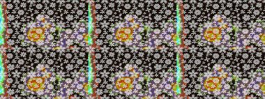 Raster illüstrasyonu. Çizim çiçek deseni duvar kâğıdı olarak kullanılabilir. Siyah renkte çiçekler.