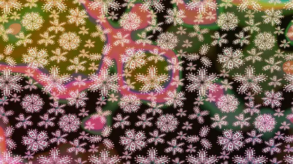 Raster Illustrasyon 'daki Çiçek Deseni' nin son moda çizimi. Renkli Yaz Temalı eskiz kalıbı. Kahverengi renkli çiçekler. Düz Çiçek Elementleri Tasarımı.