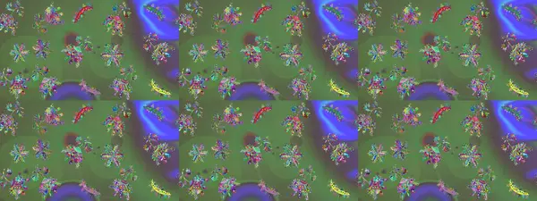 Yeşil, mor ve gri renkler üzerine şirin soyut kar taneleri raster tasarımı. Düz kar karalama ikonları, yılbaşı afişi için kar taneleri silueti, kartlar. Yeni yıl kar tanesi.