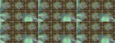 Kusursuz çiçek deseni. Kahverengi renkli çiçekler. Raster illüstrasyonu. Raster illüstrasyonu. Asya tekstil tarzında.