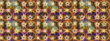 Raster illüstrasyonu. Kahverengi renklere karalamalar çizilmiş çiçek deseni.