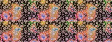 Kumaş, tekstil, duvar kağıdı baskısı için. Eskiz geçmişi. Eski usul. Raster. Raster illüstrasyonu. Tomurcukları çiçekli sevimli çiçek deseni..