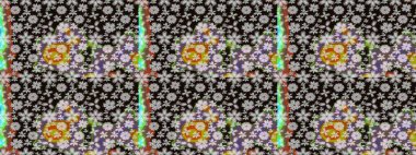 Raster illüstrasyonu. Çizim çiçek deseni duvar kâğıdı olarak kullanılabilir. Siyah renkte çiçekler.