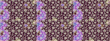 Tekstil, kumaş, ambalaj, hatıra defteri için hoş bir çiçek arkaplanı. Kahverengi arka planda. Elle çizilmiş çiçek desenli Raster çizimi. Çocuksu tasarım.