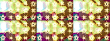 Düz Çiçek Elementleri Tasarımı. Kahverengi renkli çiçekler. Renkli Yaz Temalı eskiz kalıbı. Raster illüstrasyonunda çiçek deseni çizimi.