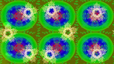 Güzel soyut kar taneleri raster tasarımı. Düz kar karalama ikonları, kar taneleri silueti yeşil, mavi ve nötr renkler noel afişi için, kartlar. Yeni yıl kar tanesi.