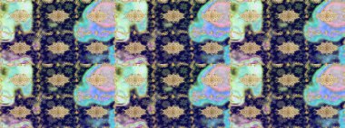 Düz elle çizilmiş klasik koleksiyon. Arkaplan, kumaş, altın duvar kağıdı. Altın elementlerle mavi renklerde altın desen. Raster altın eskiz deseni.