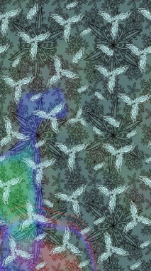 Poster ya da kapak için arka plan. Davetiye ve kartpostal tasarımı için dekoratif çiçek unsurları. Yapraklı çizim şekli. Şirin, zarif çiçekler Raster illüstrasyonu. Tekstil için figür.