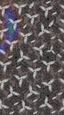 Suluboya çizim kalıbı. Suluboya tarzında gri renkli çiçekler. Çiçek izi.