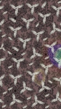 Vadinin çiçekleri kahverengi renklerde. Çiçekler. Soyut etnik raster çizim kalıbı.