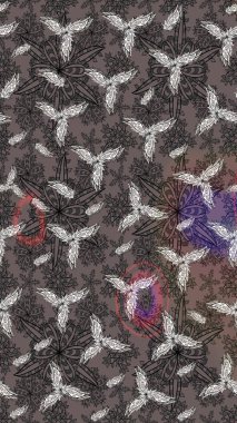 Kahverengi renkli çiçekler. Çiçek süslemeli çizim deseni. Raster illüstrasyonu.