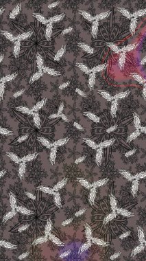 Nazik, narin çiçek arkaplanı. Çiçekli karalama şeklinde Raster çiçek deseni. Kahverengi renkte çiçekler.