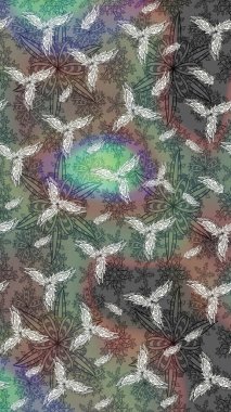 Gri renkli çiçekler. Hediye ambalaj kağıdı, tebrik kartları, posterler ve pankart tasarımı. Raster düz çiçek çizim deseni.