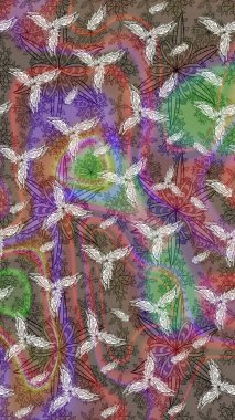 Yumuşak, bahar çiçekli arka plan. Çiçekli karalama şeklinde Raster çiçek deseni. Kahverengi renkte çiçekler.