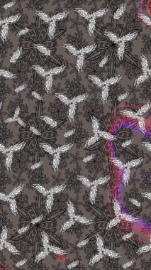 Raster Hip kumaş deseni. Eskiz Vintage Çiçek Deseni.