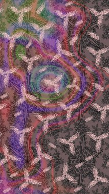 Raster illüstrasyonu. Şirin çiçek elementleri. Kahverengi renkli çiçekler. Çizim.