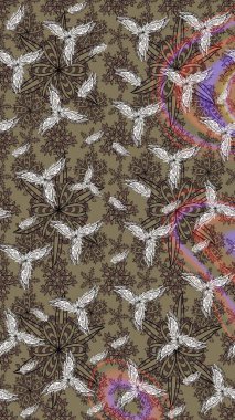 Raster illüstrasyonu. Çiçekli karalama şeklinde Raster çiçek deseni. Nazikçe, yaz çiçekleri bej renklerinde.