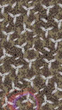 Çiçek desenli eskiz. Gömlek baskısı için çiçek boyası. Bej renkte çiçekler.