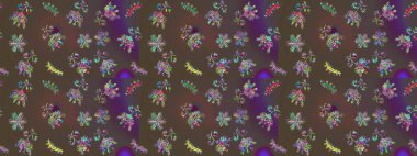 Kış kar tanesi, raster arka plan. Renkli arka planda izole kar taneleri. Yüzey için tekrarlanan doku, ambalaj kağıdı, kahverengi, gri ve mor renkler. Raster illüstrasyonu.