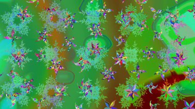 Çiçek desenli eskiz. Yeşil renkli çiçekler. Renkli Bahar Teması eskiz kalıbı. Düz Çiçek Elementleri Tasarım Raster illüstrasyonu.