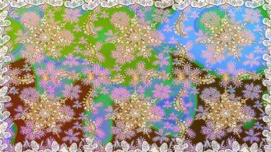 Tarafsız renklerdeki altın desenler ve altın elementler. Süslü dekorasyon. Lüks, kraliyet ve Viktorya dönemi konsepti. Raster klasik barok çiçeksiz altın desenli..