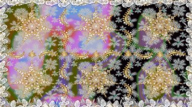 Doğulu stil, altın elementli gri renkli altın desenli arabesk yapar. Kusursuz kıvırcık saçlar. Raster altın desen.