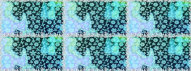 Raster. Mavi renkte güzel çiçeklerle kusursuz desen, suluboya çiçek deseni, duvar kağıdı, kart veya kumaş için fayanslı..