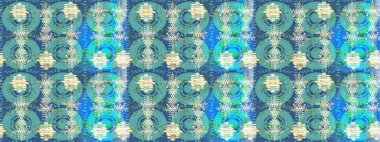 Sanat terapisi tarzı zen çizim için mavi, yeşil ve nötr mandala şeklinde kar taneleri. El çizimi, dövme stili, kumaş tasarımı ve Raster illüstrasyonunda kartlar..