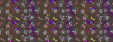 Yuvarlak raster kar tanesi. Renkli arka planda izole tatlı kar taneleri. Soyut kış kahverengi, gri ve mor süsler. Güzel kar tanesi. Raster illüstrasyonu.