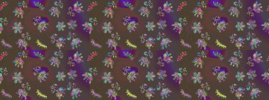 Yuvarlak raster kar tanesi. Renkli arka planda izole tatlı kar taneleri. Soyut kış kahverengi, gri ve mor süsler. Güzel kar tanesi. Raster illüstrasyonu.