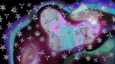 Moda baskıları için zarif bir şablon. Halk tarzı. Parlak renkli çiçekleri ve mavi yaprakları olan harika bir çiçek deseni. Modern çiçek arkaplanı.