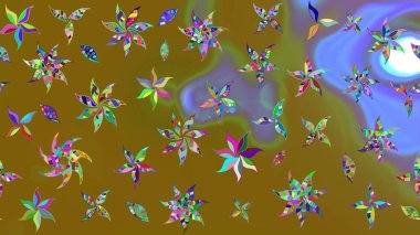 Sevimli çiçek raster deseni. Düz Çiçek Elementleri Tasarımı. Kahverengi renkli çiçekler. Renk Bahar Teması eskiz şablonu.