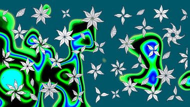 Soyut etnik raster çizim kalıbı. Vadinin mavi renkli çiçekleri. Çiçekler..