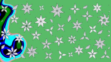 Yeşil çiçekli bahar çiçekleri. Moda baskıları için zarif bir şablon. Küçük çiçekte güzel bir desen. Küçük renkli çiçekler. Motley illüstrasyonu.