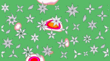 Çiçekli karalama şeklinde Raster çiçek deseni. Yeşil renkli çiçekler. Yumuşak, bahar çiçekli arka plan.