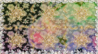 Kusursuz altın desen. Raster altın çiçek süsü brokar kumaş ve cam desenli. Tarafsız renkler ve altın elementler. Çiçek desenli altın metal..