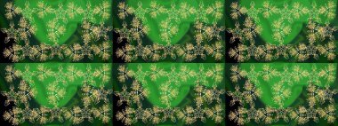 Yeşil ve mavi renkte çiçekler. Düz Çiçek Elementleri Tasarımı. Sevimli çiçek raster deseni. Renkli Bahar Teması çizim şablonu.